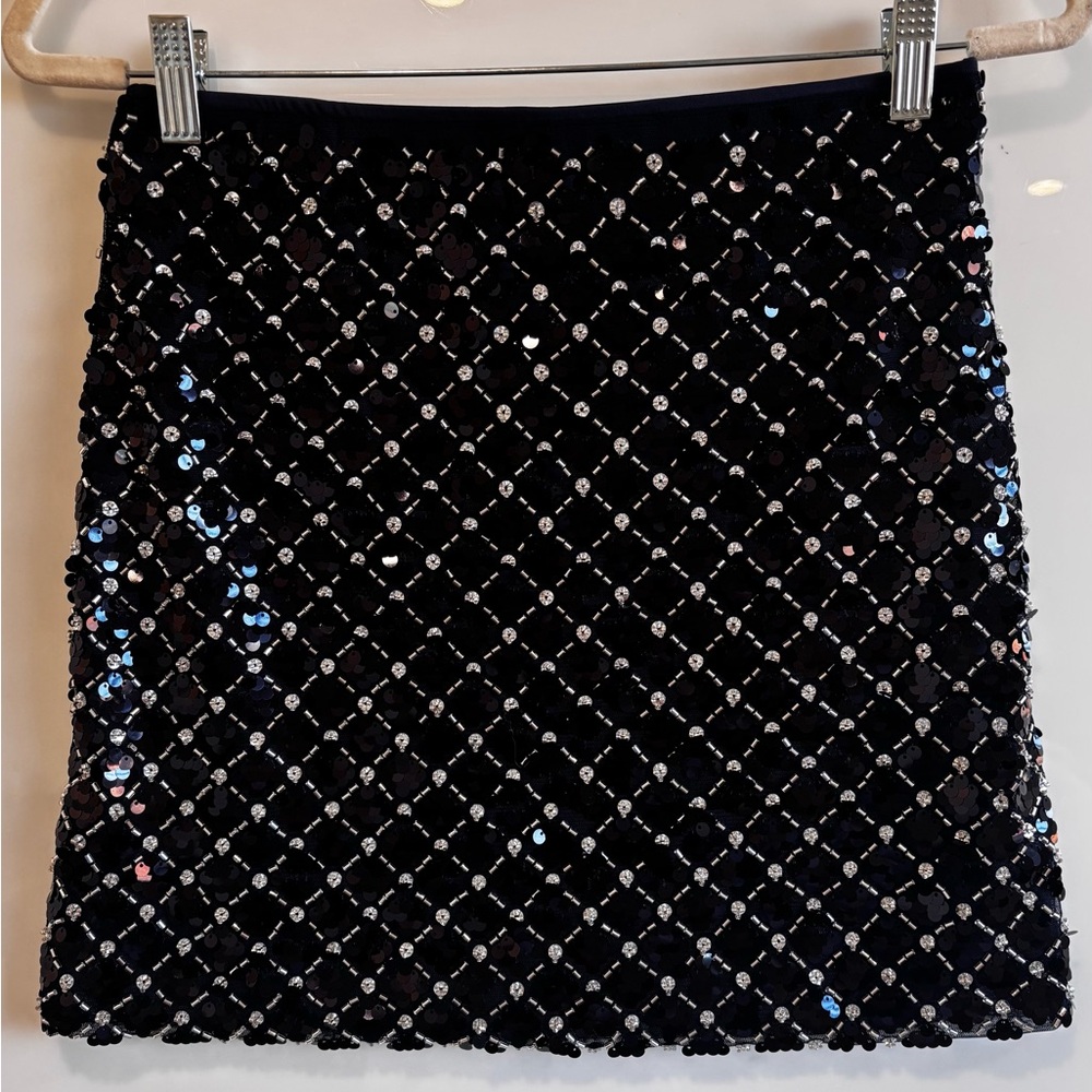 Navy Blue Sequin Skirt